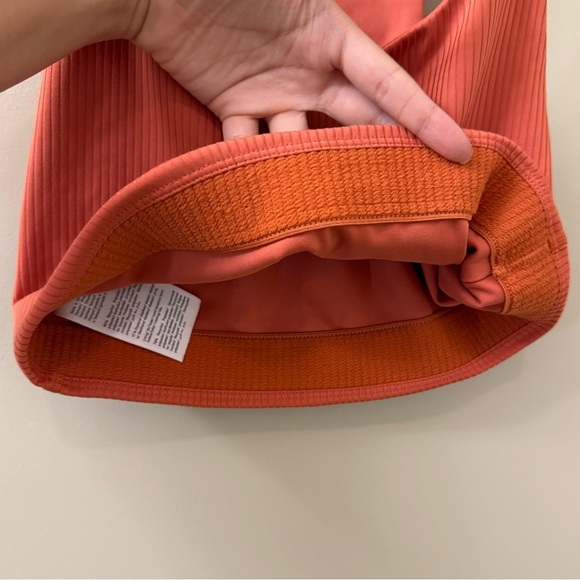Girlfriend Collective Ribbed Dylan Tank Bra High Neck Size small in orange - Picture 6 of 9
